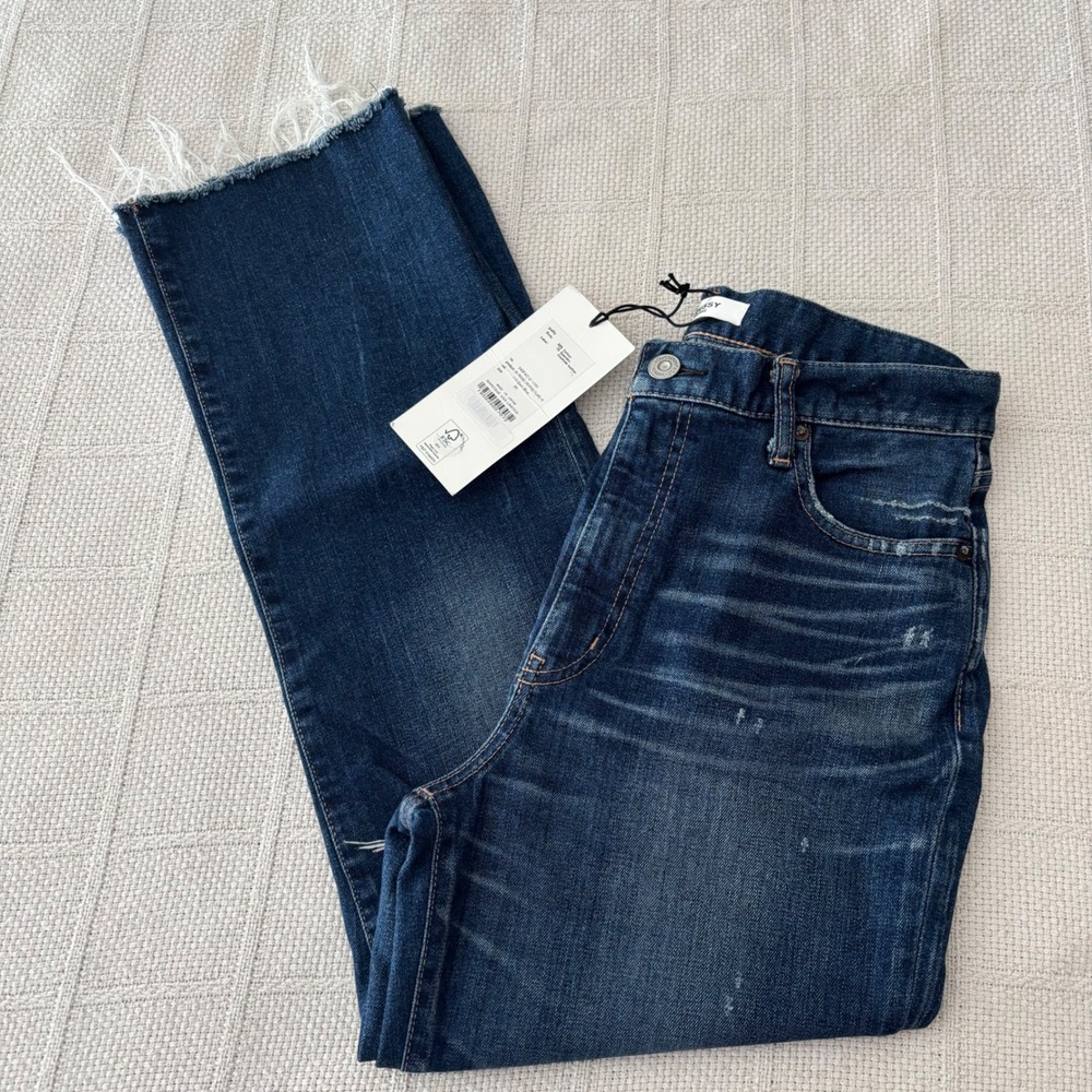 Women's 29 MOUSSY Vintage Rhode Cropped High Rise Flare Jeans Dark Blue NWT - Picture 1 of 7